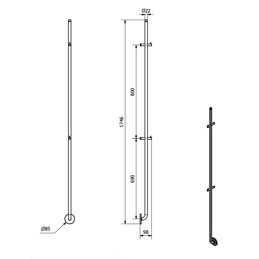 INR Line Håndkletørker H175cm INR Iconic Nordic Rooms Håndkletørker strøm