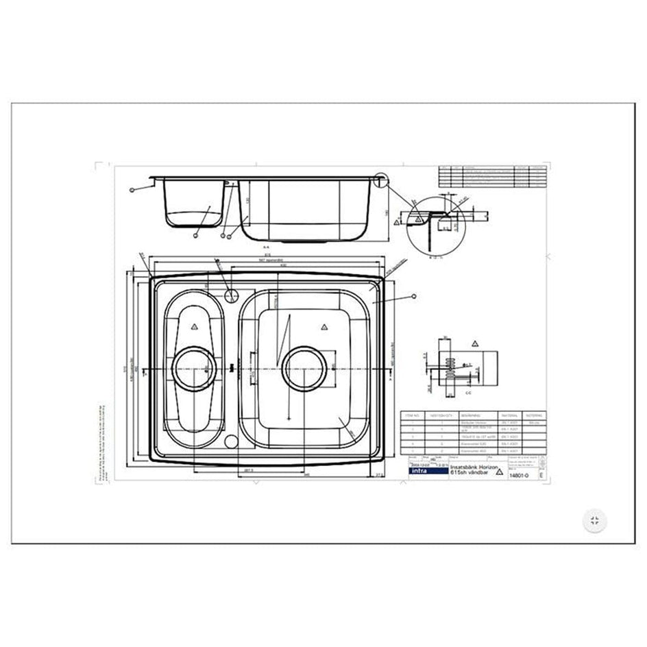 Intra Horizon 615SH-02 Kjøkkenvask Plan-/underliming Intra Kjøkkenvask AH-HZ615SHF-02