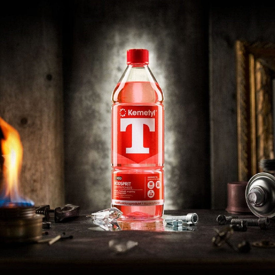 Kemetyl T-rød Rødsprit 1-4 liter Kemetyl Rengjøringsmidler