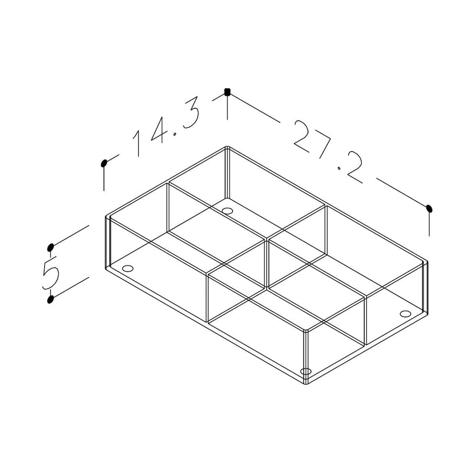 Korsbakken Skuffeinndeler C plexiglass stor 4 rom Korsbakken Tilbehør møbler KO-515100103
