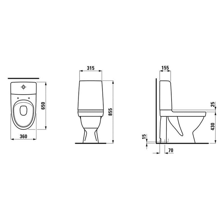 Laufen Kompas E 827091 Rimless Toalett skjult S-lås