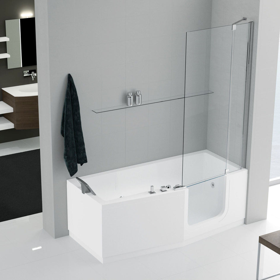 Novellini Iris Badekarvegg 84 Krom / 84cm høyre / Klart glass Novellini Badekarvegg KO-710600084H_1