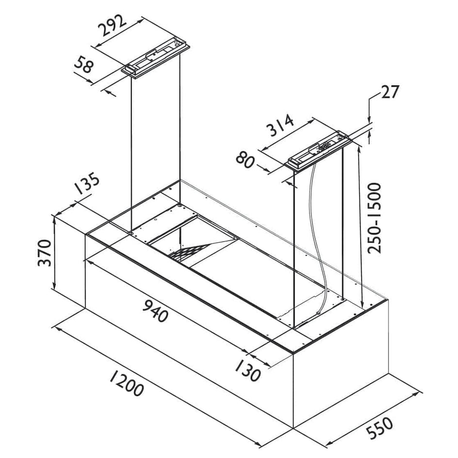Røroshetta Cube Kjøkkenhette 120cm Hvit RørosHetta Kjøkkenvifte RO-5914