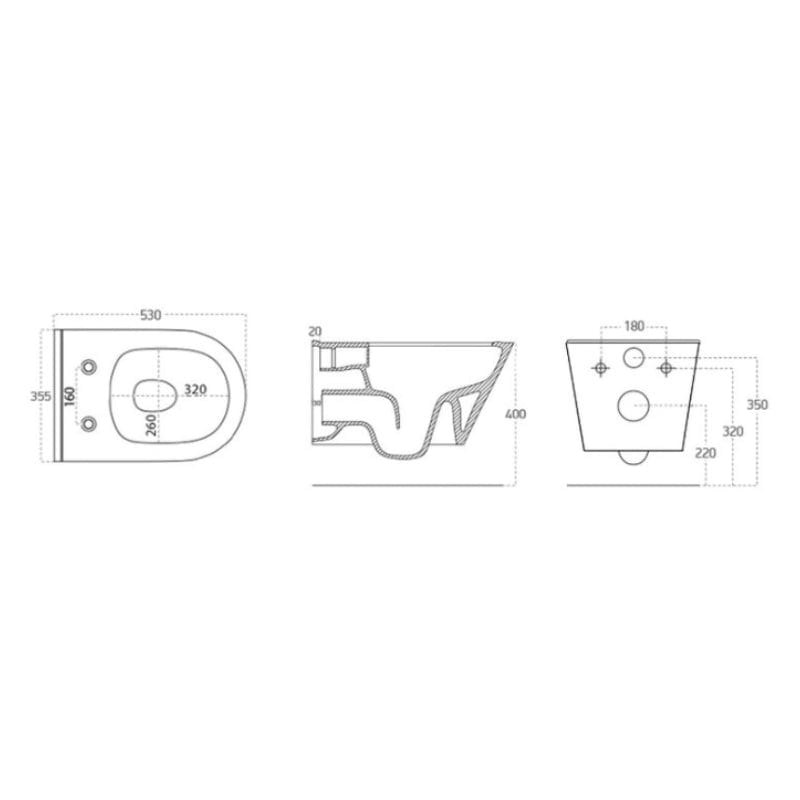 Sanipro Aquaform Rimless Vegghengt Toalett - inkl. soft-close sete Sanipro Vegghengt toalett