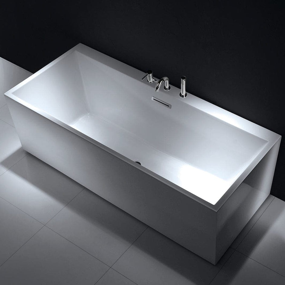Sanipro Badekar TAHITI Rektangulært Back-to-wall 160-180 Hvit / 160cm Sanipro Frittstående badekar SA-2000