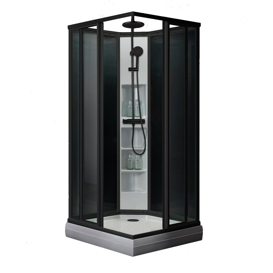 Sanipro Dusjkabinett Firkantet Svart Classic - sotet bakvegger Svart / 80x80cm / Plus Sanipro Dusjkabinett SA-10217