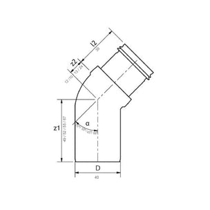 Smartline Bend PP skjøtenippel og spissende 15-88° Ø40mm  - krom