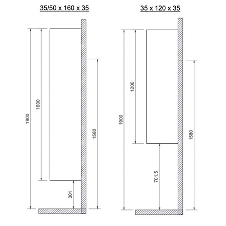Svedbergs Høyskap Skrog H160cm - uten skapdør