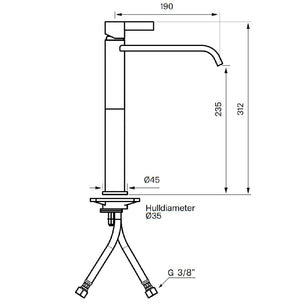 Tapwell ARM081 Høy Servantbatteri H312mm
