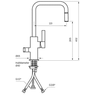 Tapwell ARM887 Kjøkkenarmatur Uttrekk + Avstengning