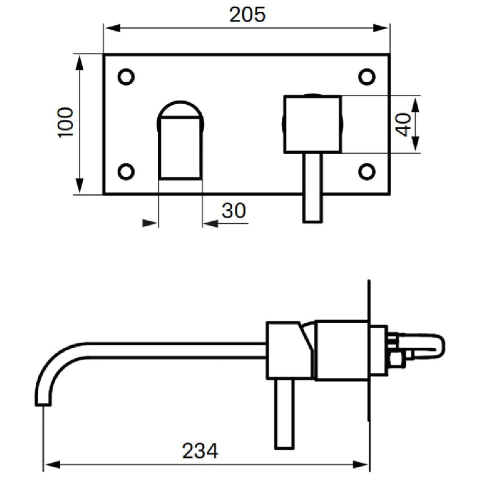 Tapwell BOX008 Rettangolo Servantbatteri Innbygging Tapwell Blandebatteri innbygging