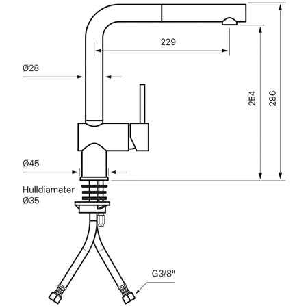 Tapwell EVO285 CR Kjøkkenarmatur med uttrekk