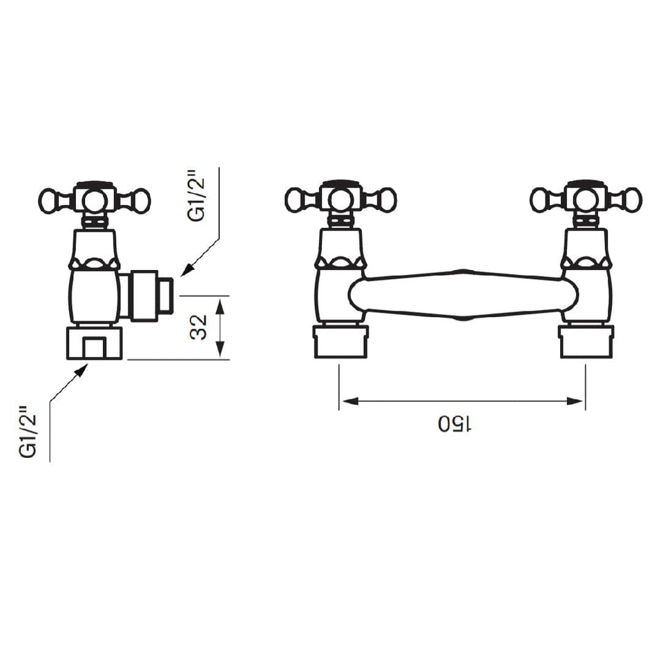 Tapwell FBLV168 Classic Dusjbatteri 2-greps Tapwell Dusjbatteri
