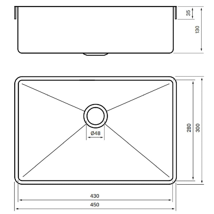 Tapwell HT4328 PVD Servant for nedfelling 45x30cm