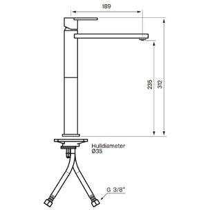 Tapwell LIN081 Høy Servantbatteri H312mm