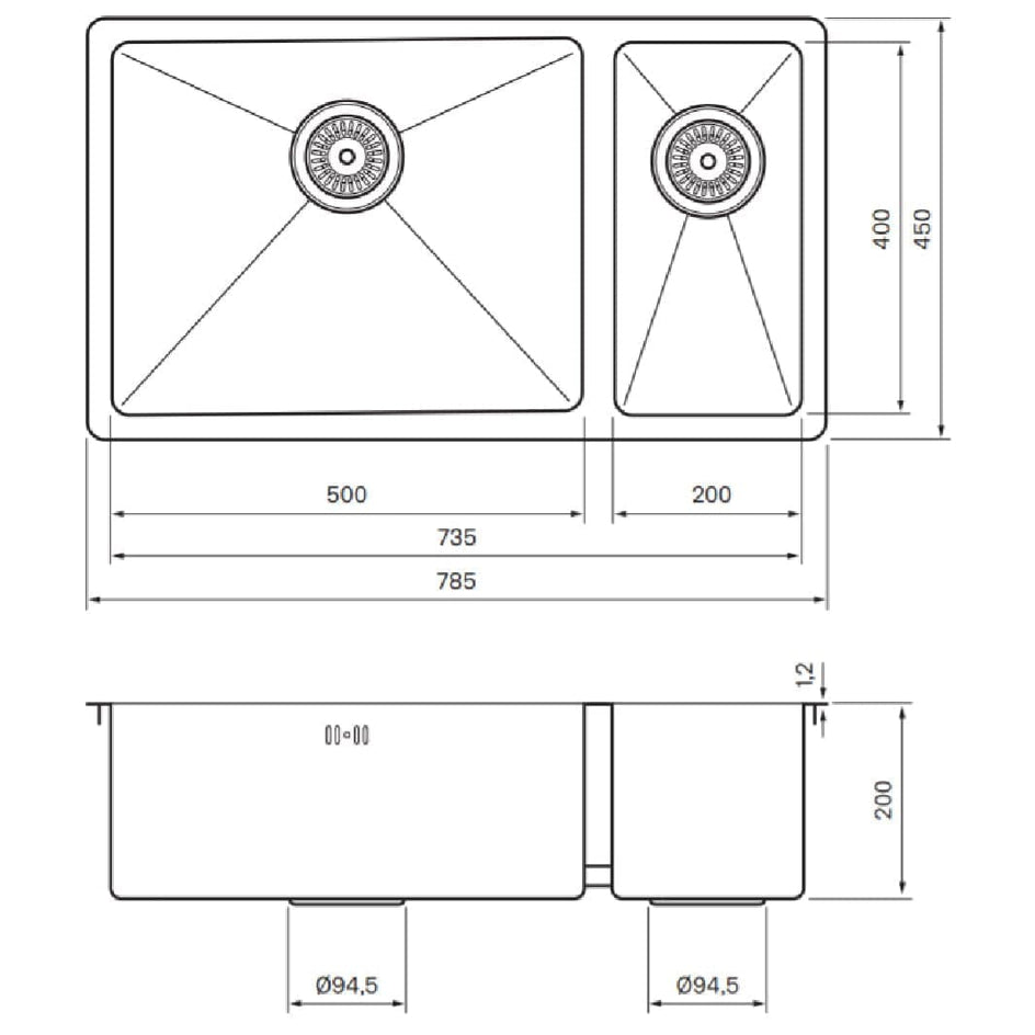 Tapwell TA7040 PVD Kjøkkenvask B78,5xD45cm Tapwell Kjøkkenvask