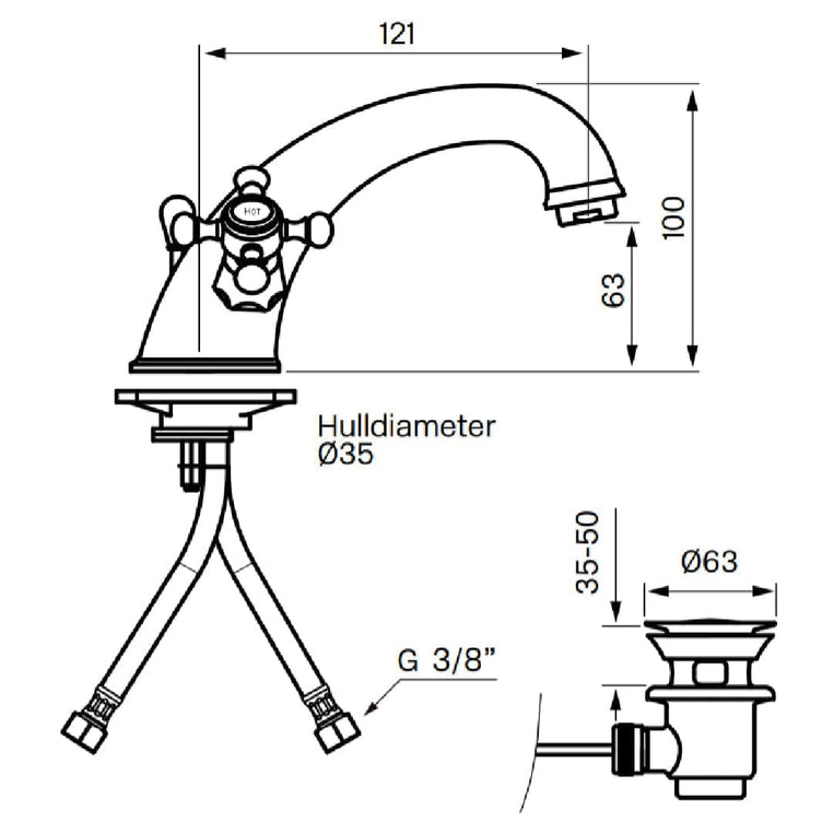 Tapwell Classic VLV065 Servantbatteri 2-greps