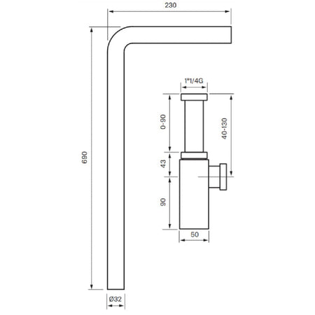 Tapwell XA100 Vannlås gulvavløp Ø32mm