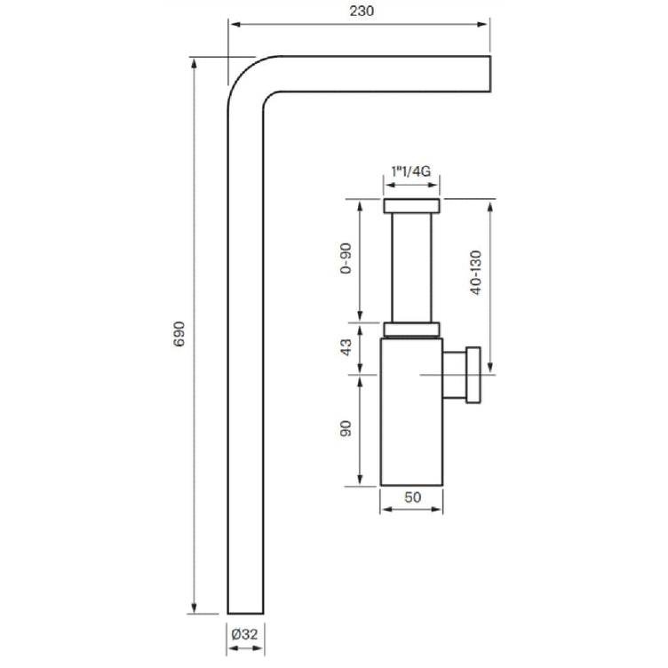 Tapwell XA100 Vannlås gulvavløp Ø32mm