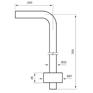 Tapwell XA21 Gulvrør for vannlås Ø32mm
