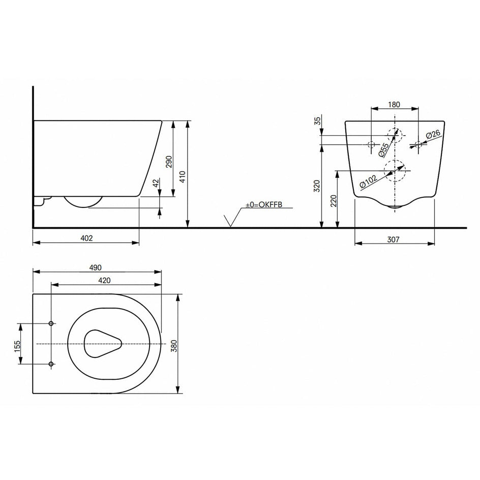 Toto RP Compact Veggskål Rimless u/sete - vegghengt toalett Hvit Toto Vegghengt toalett KO-CW554Y