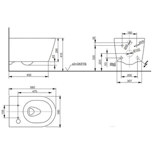 Toto Veggskål for RW/RX dusjtoalett sete kjøpes separat