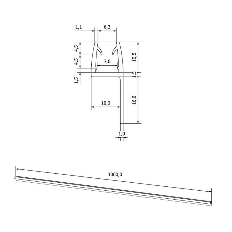 Vikingbad Bunnprofil/subbelist Emil PVC 100cm