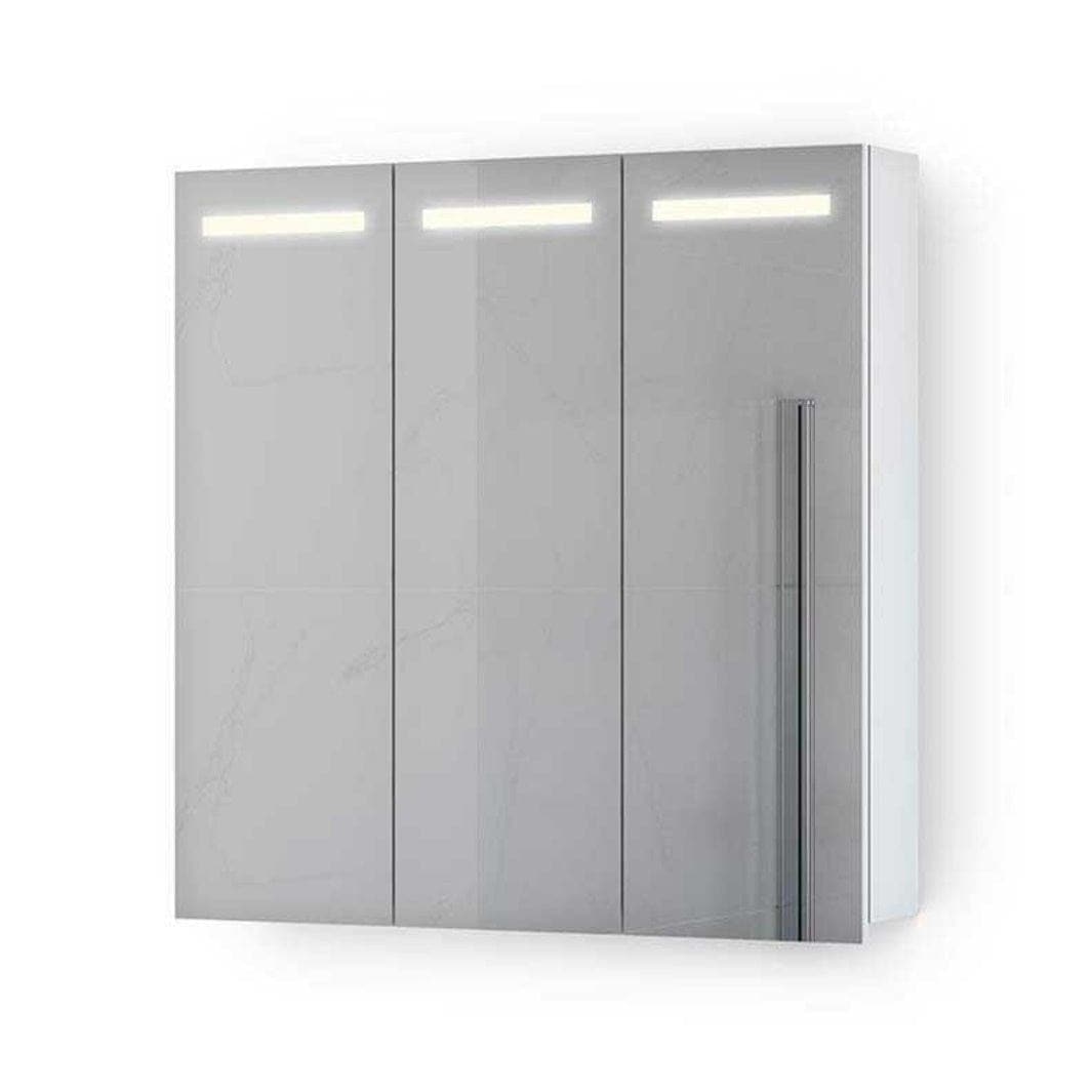 VikingBad Ida Speilskap B50-120cm m/LED og Stikk - innvendig speil Hvit matt / 80cm VikingBad Speilskap VB-111709