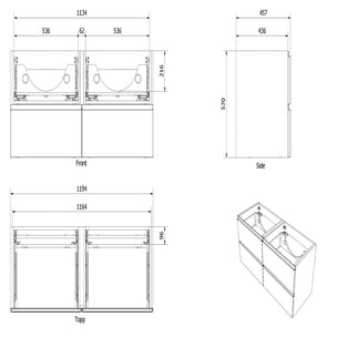 Vikingbad MIE FINGERGREP 120DBL Servantskap 4 skuffer