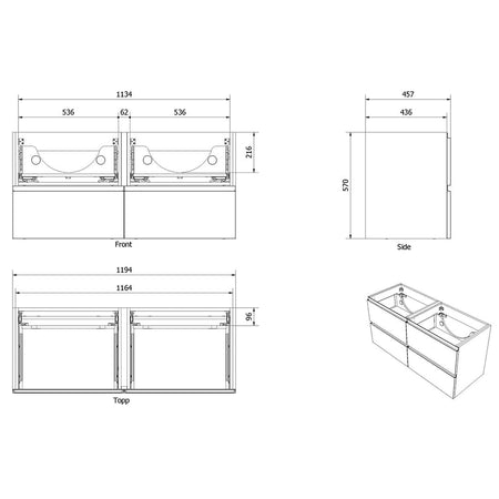 Vikingbad MIE STAV Servantskap 120DBL, 4 skuffer